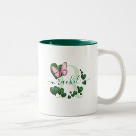 Bicolor Taza de café de dos tonos con ramo de hojas en for