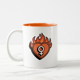 Bicolor Taza de café de dos tonos con símbolo feminista de
