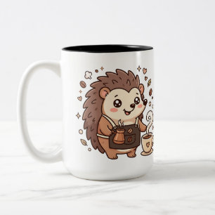 Bicolor Taza de café de dos tonos con simpático erizo bari