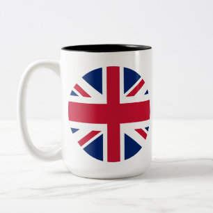 Bicolor Taza de café de dos tonos con Union Jack circular