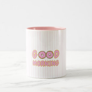 Bicolor Taza de café de dos tonos Cute Donut Buenos días