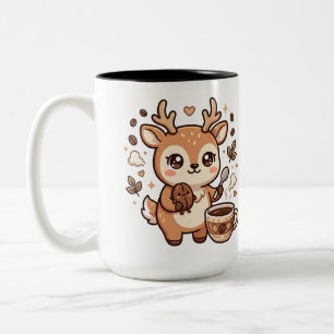 Bicolor Taza de café de dos tonos de ciervo lindo