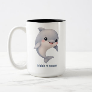 Bicolor Taza de café de dos tonos de delfín de dibujos ani