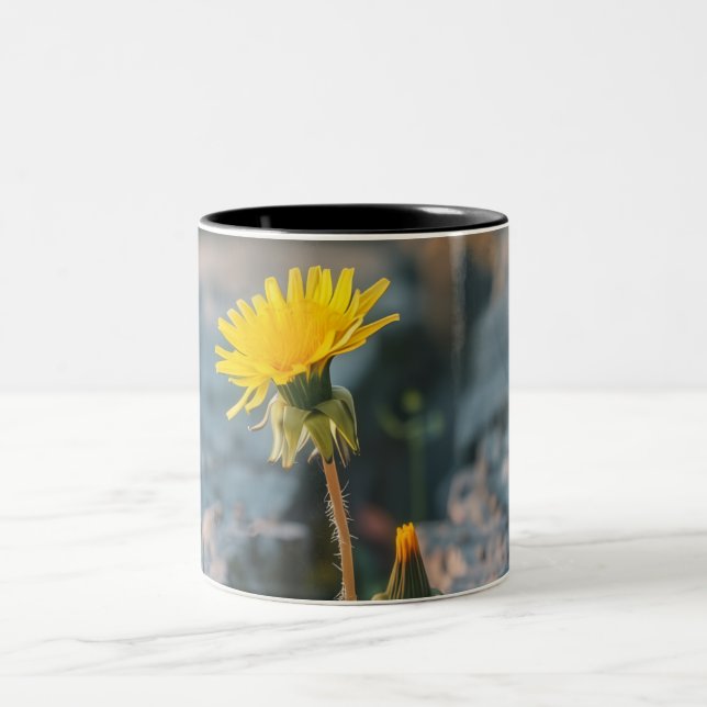 Bicolor Taza de café de dos tonos de diente de león resist (Centro)