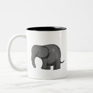 Bicolor Taza de café de dos tonos de elefante con acuarela