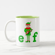 Taza de café de dos tonos de elfo musical de Navid