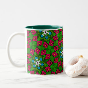 Bicolor Taza de café de dos tonos de flores y hongos