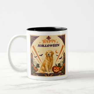 Bicolor Taza de café de dos tonos de Halloween con perro l