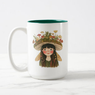 Bicolor Taza de café de dos tonos de hongo de acuarela lin