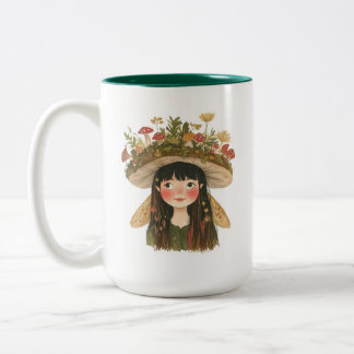 Bicolor Taza de café de dos tonos de hongo de acuarela lin