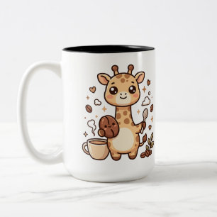 Bicolor Taza de café de dos tonos de jirafa Kawaii