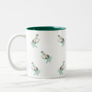 Bicolor Taza de café de dos tonos de Llama con arte popula