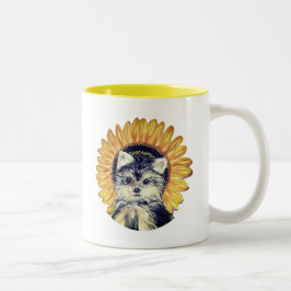 Bicolor Taza de café de dos tonos de perro Yorkie lindo