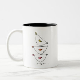 Bicolor Taza de café de dos tonos de pollos apilados
