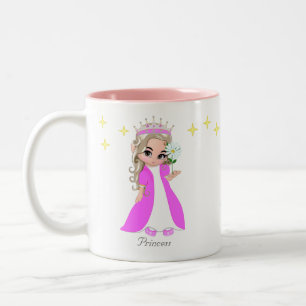 Bicolor Taza de café de dos tonos de princesa hada linda y