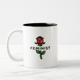 Bicolor Taza de café de dos tonos de rosa feminista minima