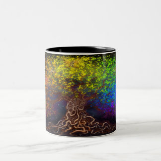 Bicolor Taza de café de dos tonos del árbol del arcoíris