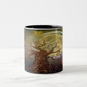 Bicolor Taza de café de dos tonos del árbol espeluznante