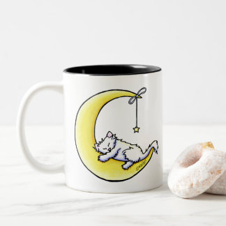 Bicolor Taza de café de dos tonos gato blanco amor lunar