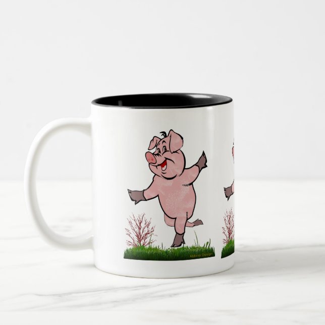 Bicolor Taza de café de dos tonos Happy Pig (Izquierda)