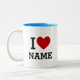 Bicolor Taza de café de dos tonos I Heart Name