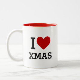 Bicolor Taza de café de dos tonos 'I Heart XMAS'