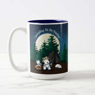 Bicolor Taza de café de dos tonos KiniArt Westie Camping