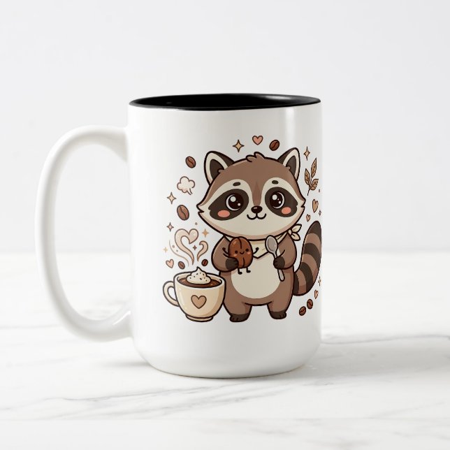 Bicolor Taza de café de dos tonos Mapache Bean (Izquierda)