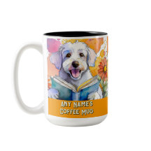 Taza de café de dos tonos Schnoodle leyendo el gra