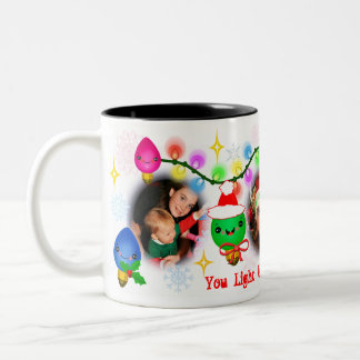 Bicolor Taza de café de encargo de las luces de navidad de