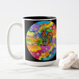 Bicolor Taza de café de gallo enamorado