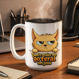 Bicolor Taza de café de gato divertido