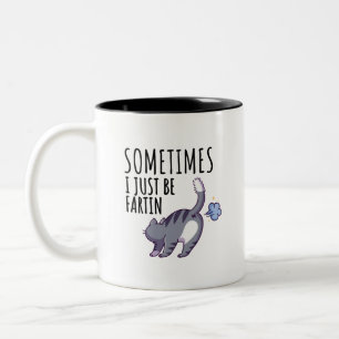 Bicolor Taza de café de gato divertido, regalo de broma pa