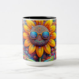 Bicolor Taza de café de girasol que tiene un gran día
