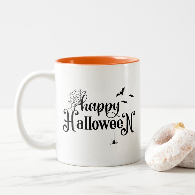 Bicolor Taza de café de Halloween (Con donut)