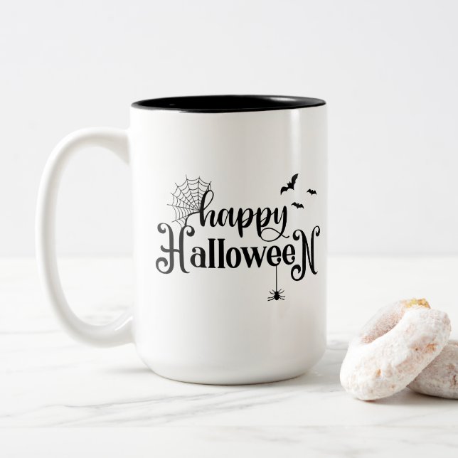Bicolor Taza de café de Halloween (Con donut)
