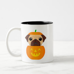 Bicolor Taza de café de Halloween Pugkin