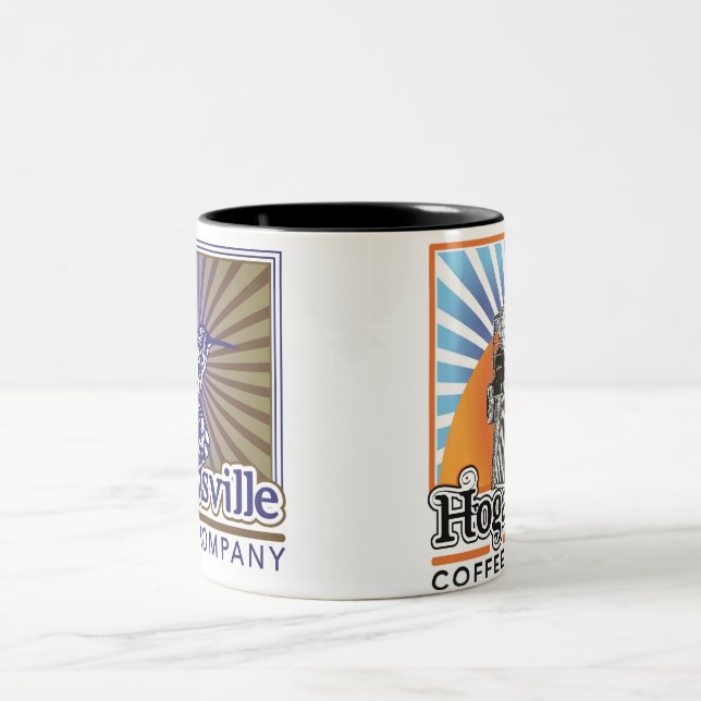 Bicolor Taza de café de Hogansville con el diseño (Centro)
