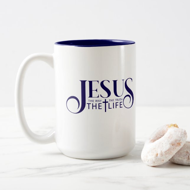 Bicolor Taza de café de Jesús (Con donut)