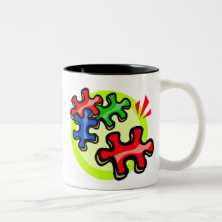 Bicolor Taza de café de la conciencia del autismo