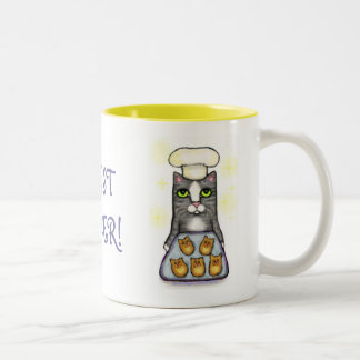 Bicolor Taza de café de la hornada del gato del cocinero