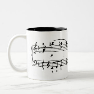 Bicolor Taza de café de la música del piano