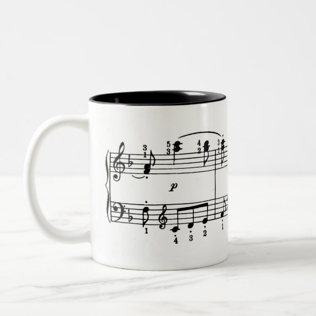 Bicolor Taza de café de la música del piano (Izquierda)