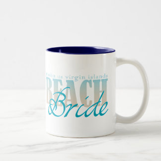 Bicolor Taza de café de la novia de la playa de St John