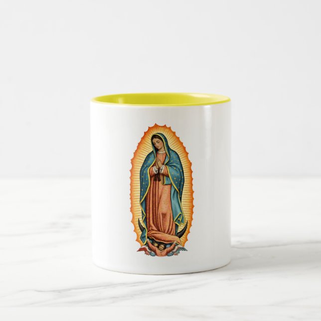 Bicolor Taza de café de la Santísima Virgen de Guadalupe (Centro)