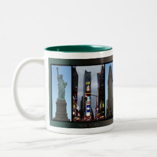 Bicolor Taza de café de la señal de Nueva York de la taza