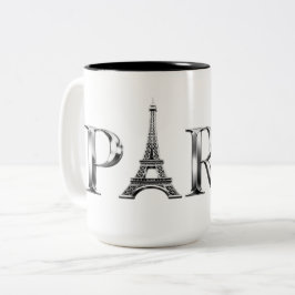 Bicolor Taza de café de la Torre Eiffel de París | Desi el