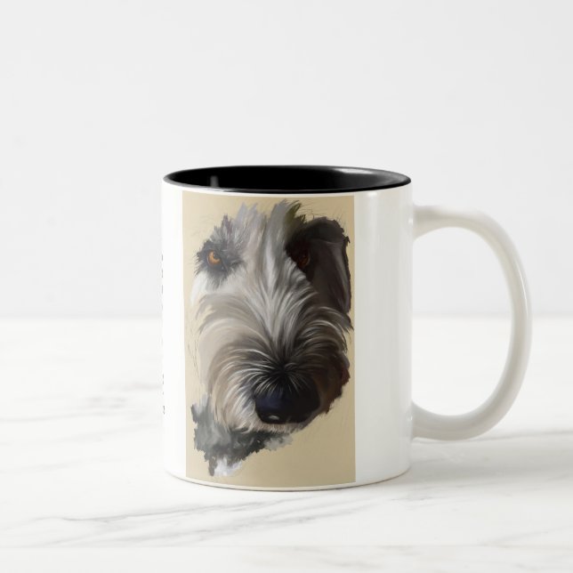 Bicolor Taza de café de Labradoodle - arte original (Derecha)