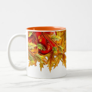 Bicolor Taza de café de las hojas del multicolor de las