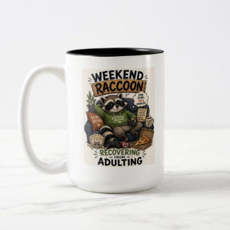 Bicolor Taza De Café De Mapache Divertido Perezoso De Fin